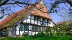 Das Westfälische Storchenmuseum ist in einem alten Fachwerkgebäude untergebracht